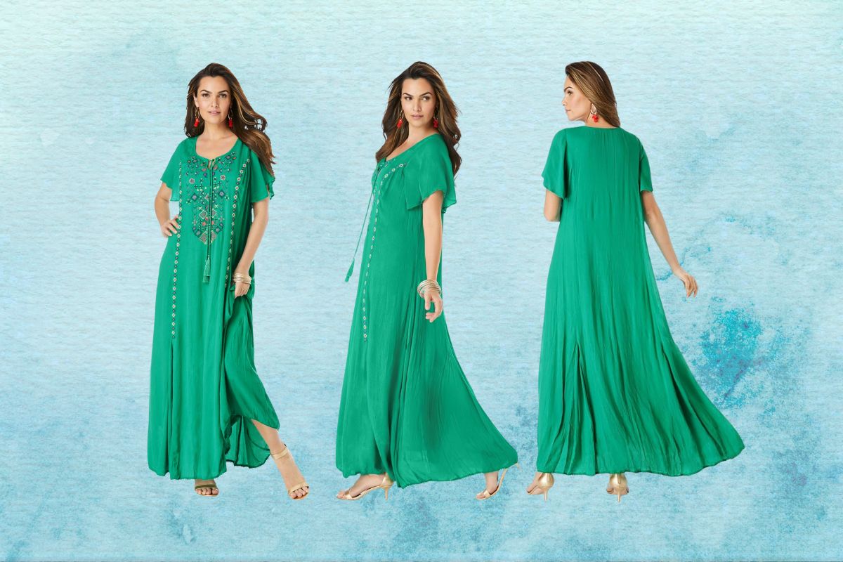 Roaman’s A-Line Embroidered Crinkle Maxi Dress: A Complete Style Guide for Plus-Size Fashion