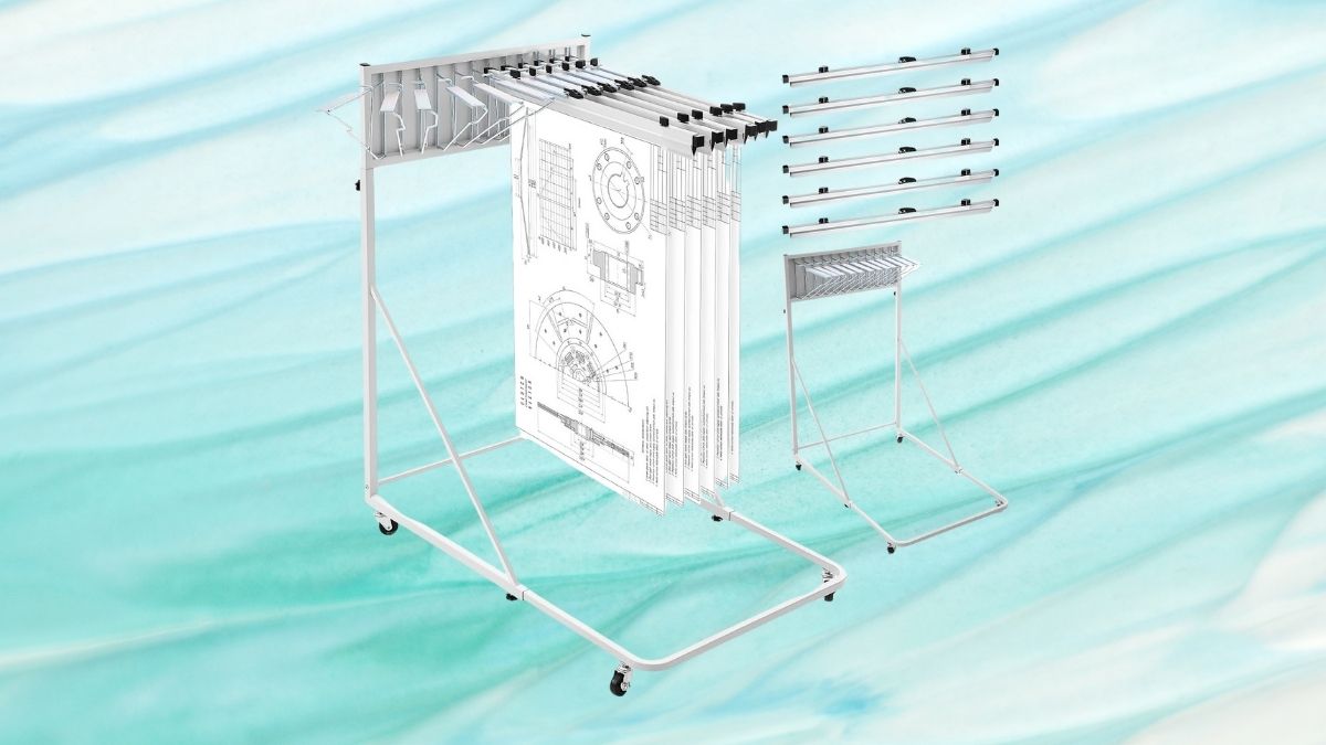 Estune Mobile Blueprint Holder Rack Adjustable Mobile Blueprint Holder.