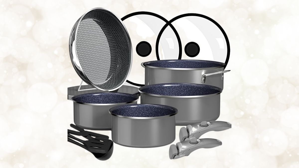 Pro DUXANO 12PC Hybrid 3-Ply Stainless Steel Skillet&Nonstick Pots and Pans Set