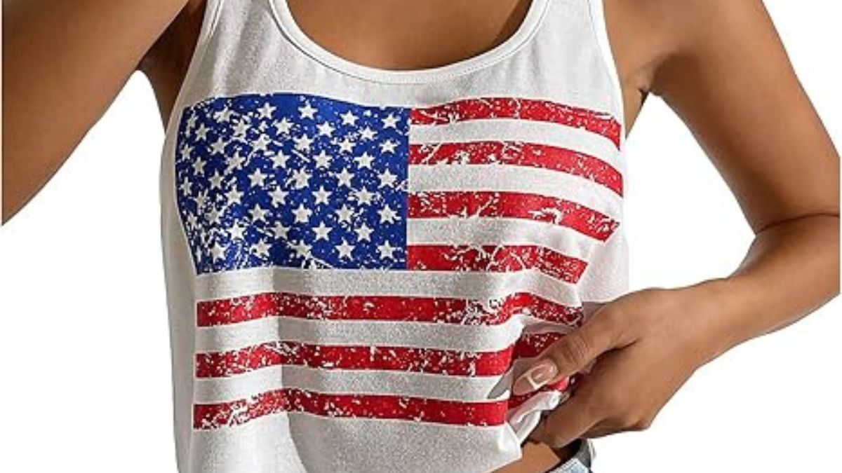 Women's Sexy American Flag Crop Tank 4th of July Patriotic Sleeveless Tee Tops