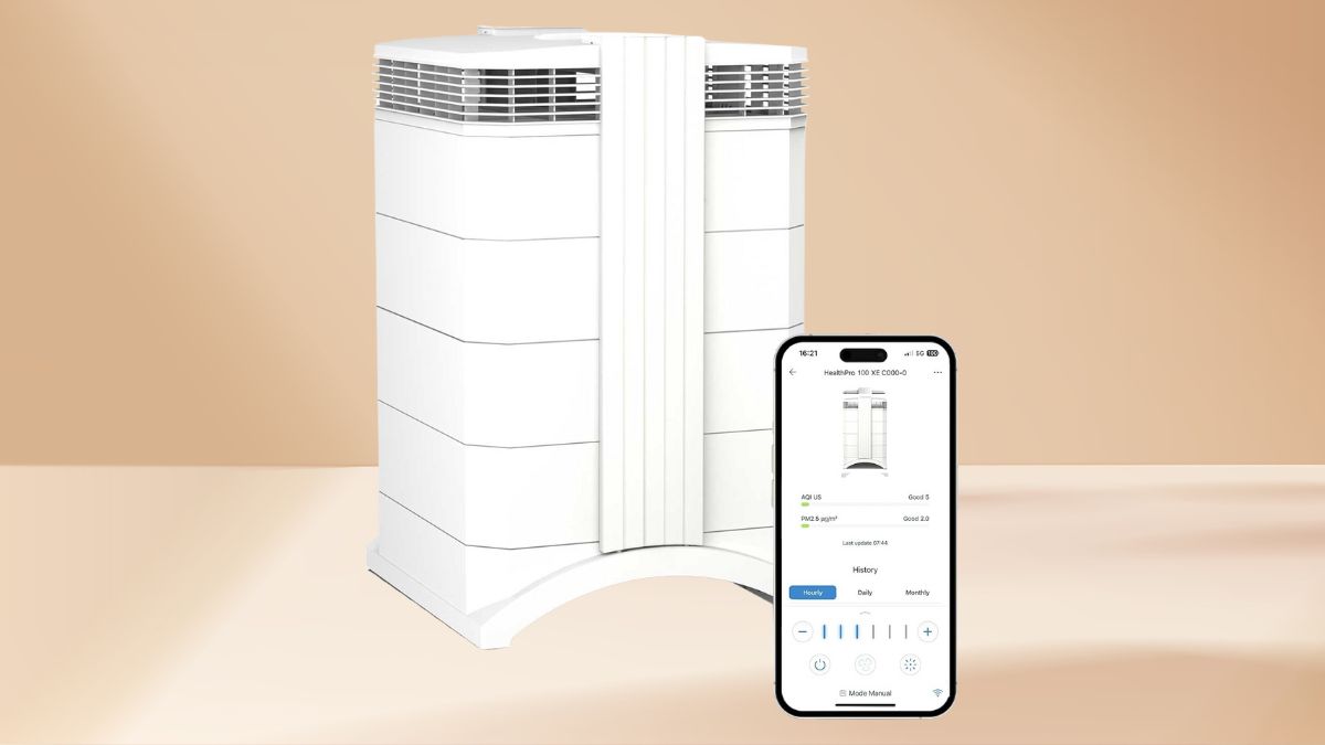 IQAir HealthPro Compact XE Air Purifier - Compact HyperHEPA Fration for Rooms up to 1240 sq ft - Allergens, Smoke, Dust, Mold, Pet Dander