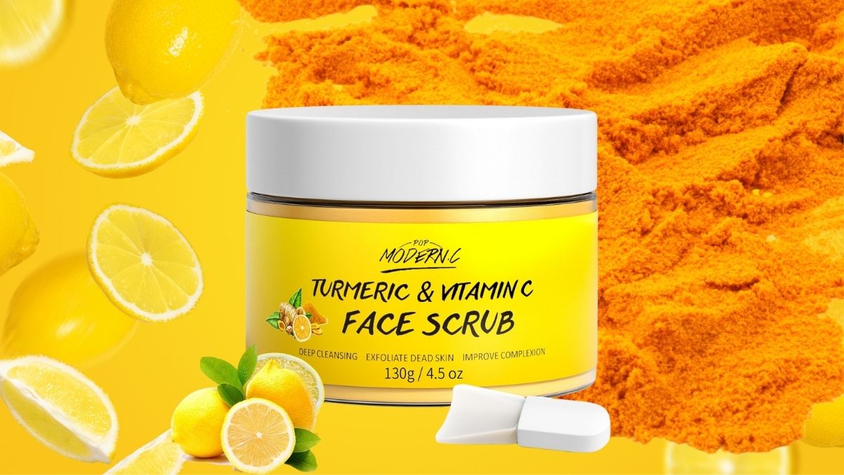 Vitamin C and Turmeric Face Scrub Cream: POP MODERN.C Organic Microdermabrasion for Radiant Skin