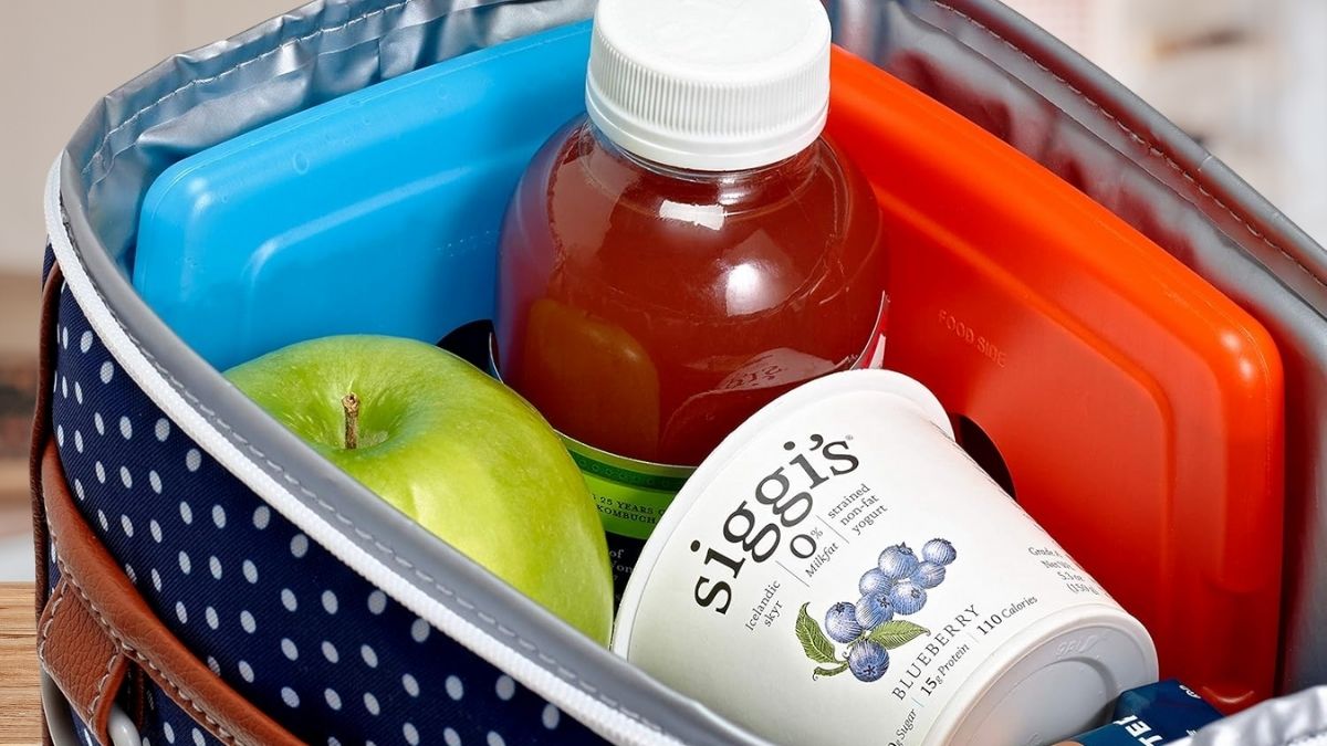 Cool Coolers By Fit & Fresh 4 Pack Slim Ice Packs, Quick Freeze Space Saving Reusable Ice Packs for Lunch Boxes