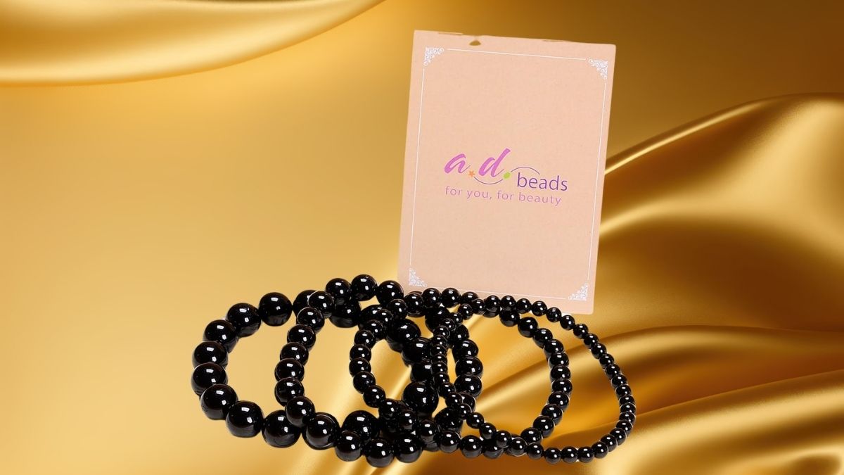 Black Tourmaline Protection: AD Beads Handmade Gemstone Stretch Elastic Bracelet