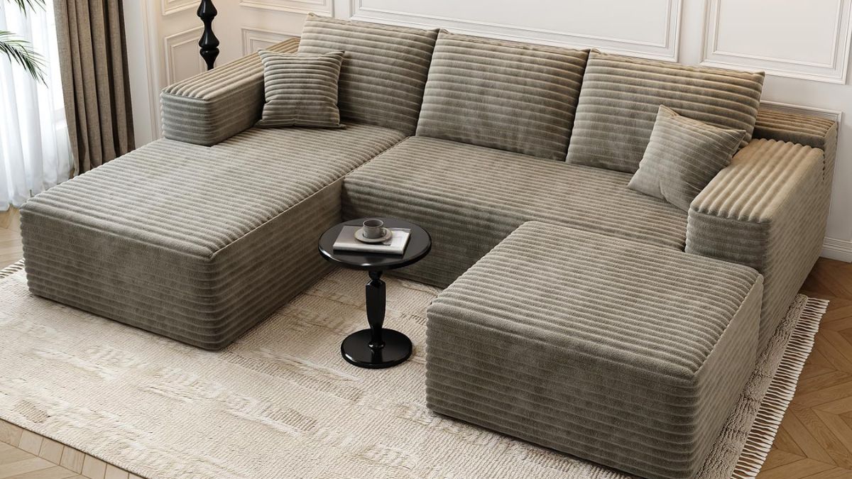 107.5 Inches Cloud Modular Sectional Couch with Ottoman: The Ultimate Camel Left-Facing Chaise Experience