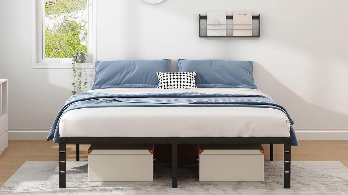 Elevate Your Bedroom with a 14 Inch Queen Size Metal Bed Frame in Black