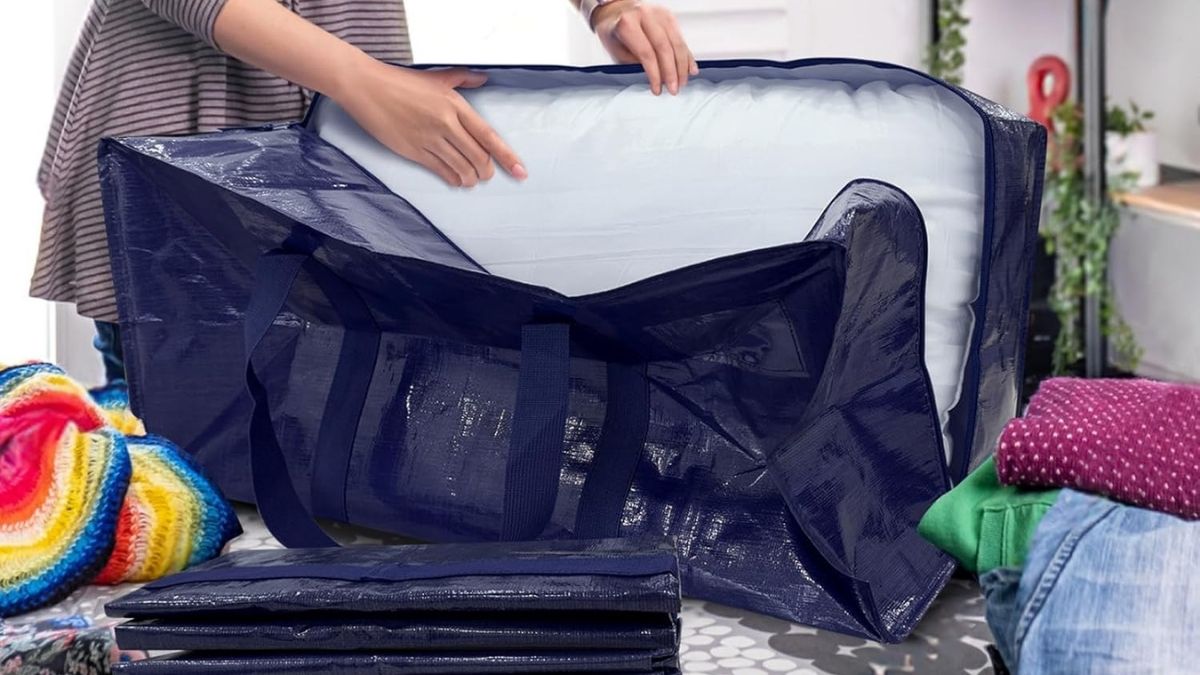 6 Pack Extra Heavy Duty Large Moving Bags with Strong Zipper & Comfortable Handles, Sturdy & Durable Clothes Storage Bags Totes Bins