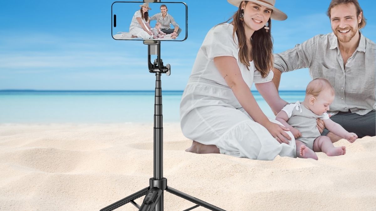 Selfie Stick Travel Tripod: 50-Inch Extendable Phone Holder with Remote for iPhone Video Recording