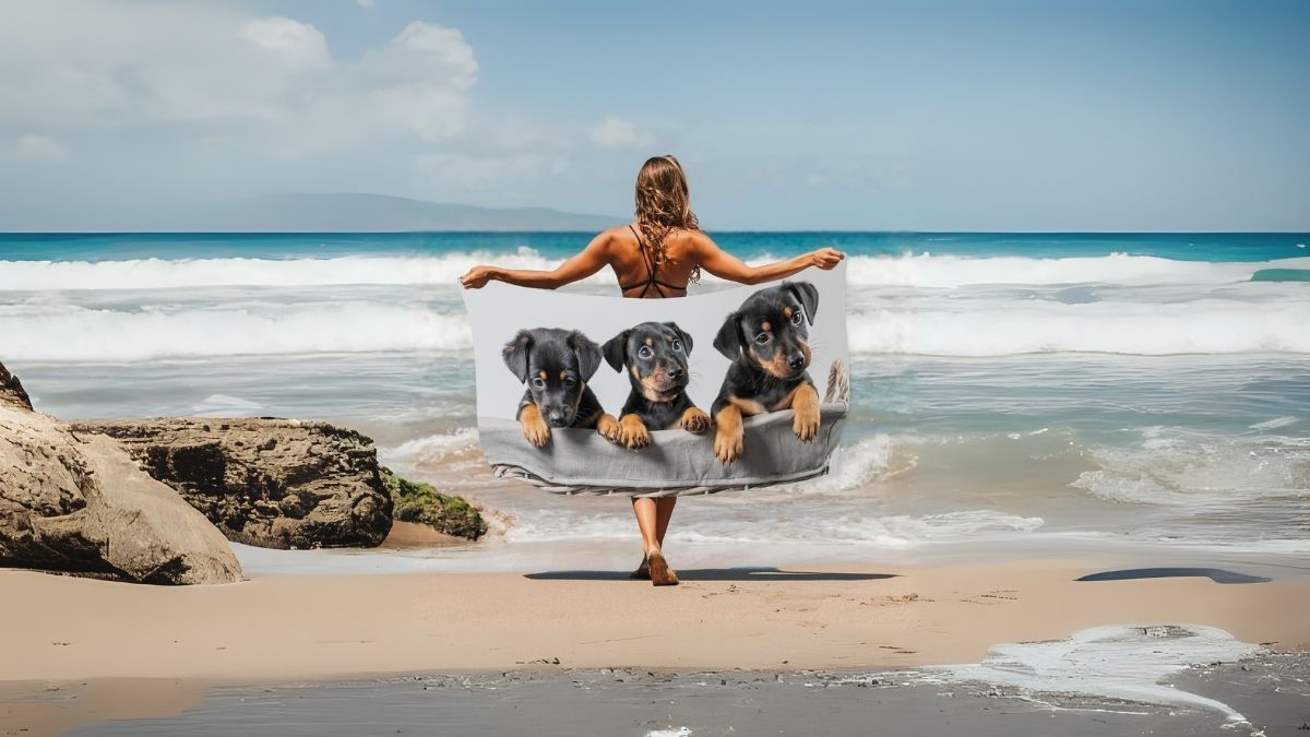 Funny Cat Print Beach Towel: Purr-fect Quick-Dry Companion for Your Poolside Vacation