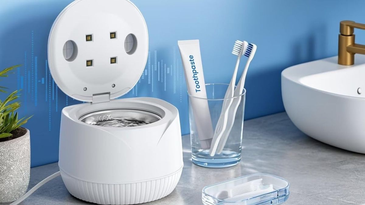 Dental Ultrasonic Retainer Cleaner Machine - Dental Cleaning Pod for Denture, Mouth Guard, Aligner, Night Guard, Braces, Toothbrush Heads, Jewelry, 45kHz...