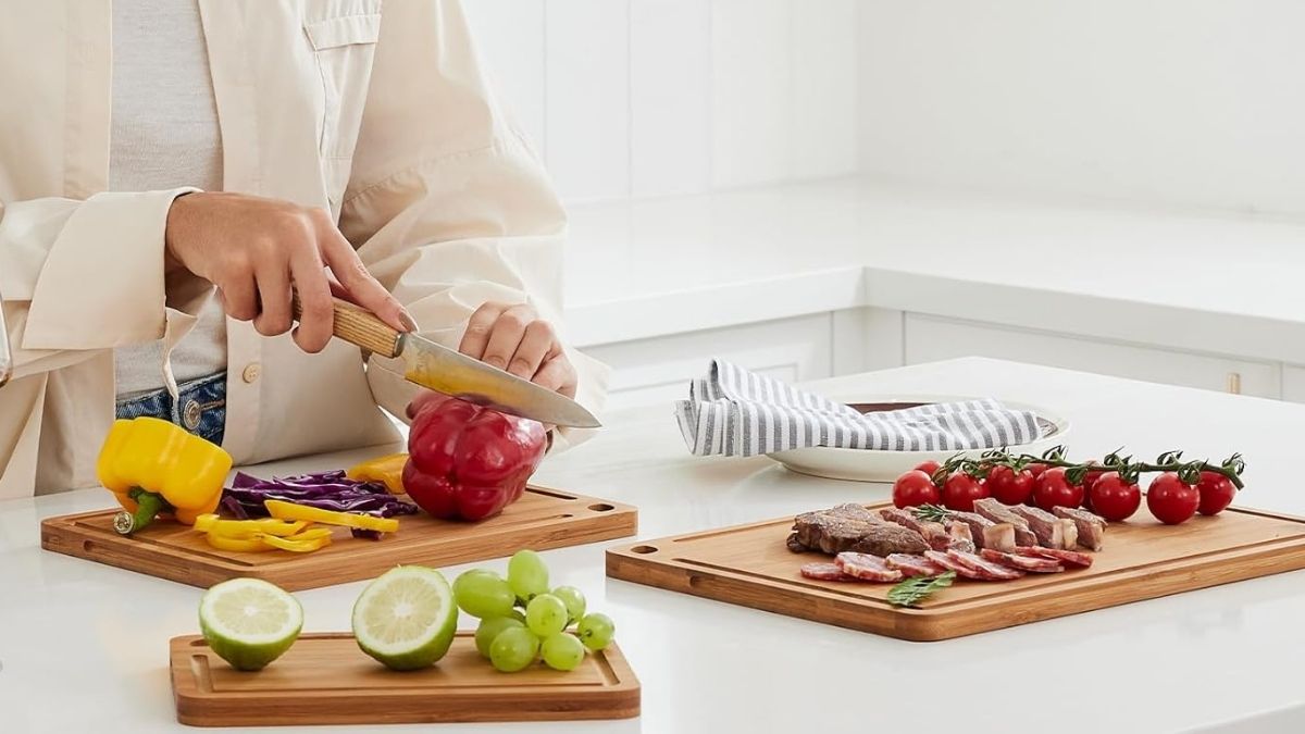 Keechee Bamboo Cutting Board, Durable Wood Cutting Boards for Kitchen with Deep Juice Grooves & Built-in Handles, Ideal Charcuterie & Chopping for...