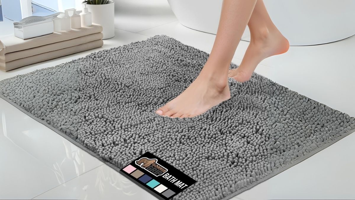 GORILLA GRIP Bath Rug Mat Grey: Luxury Comfort for Your Bathroom