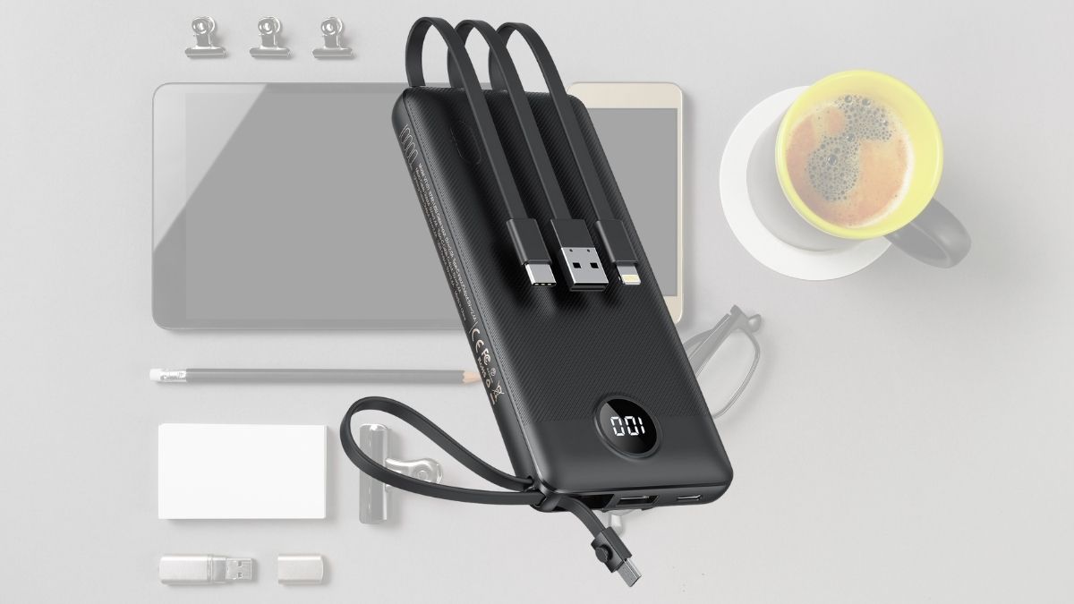 VEEKTOMX Portable Charger with Built-in Cables 10000mAh Power Bank for iPhone Slim Fast Charge USB C Battery Pack Travel Essentials Powerbank Compatible...