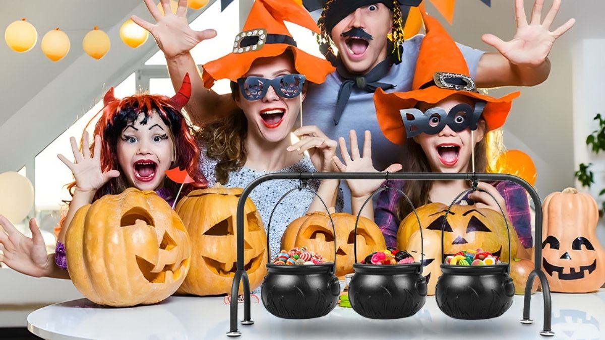 Transform Your Halloween Party with the Kendane Witches Cauldron Candy Serving Bowls on Rack