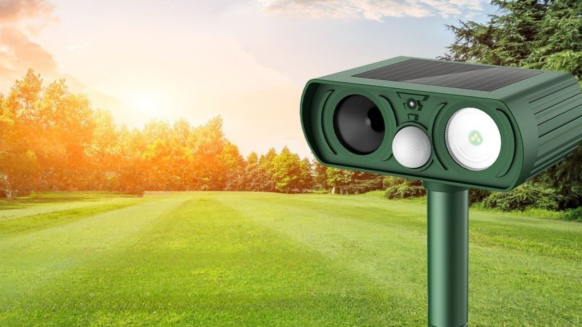 Upgraded Solar Ultrasonic Animal Repellent Outdoor: Humane Wildlife Protection for Your Property