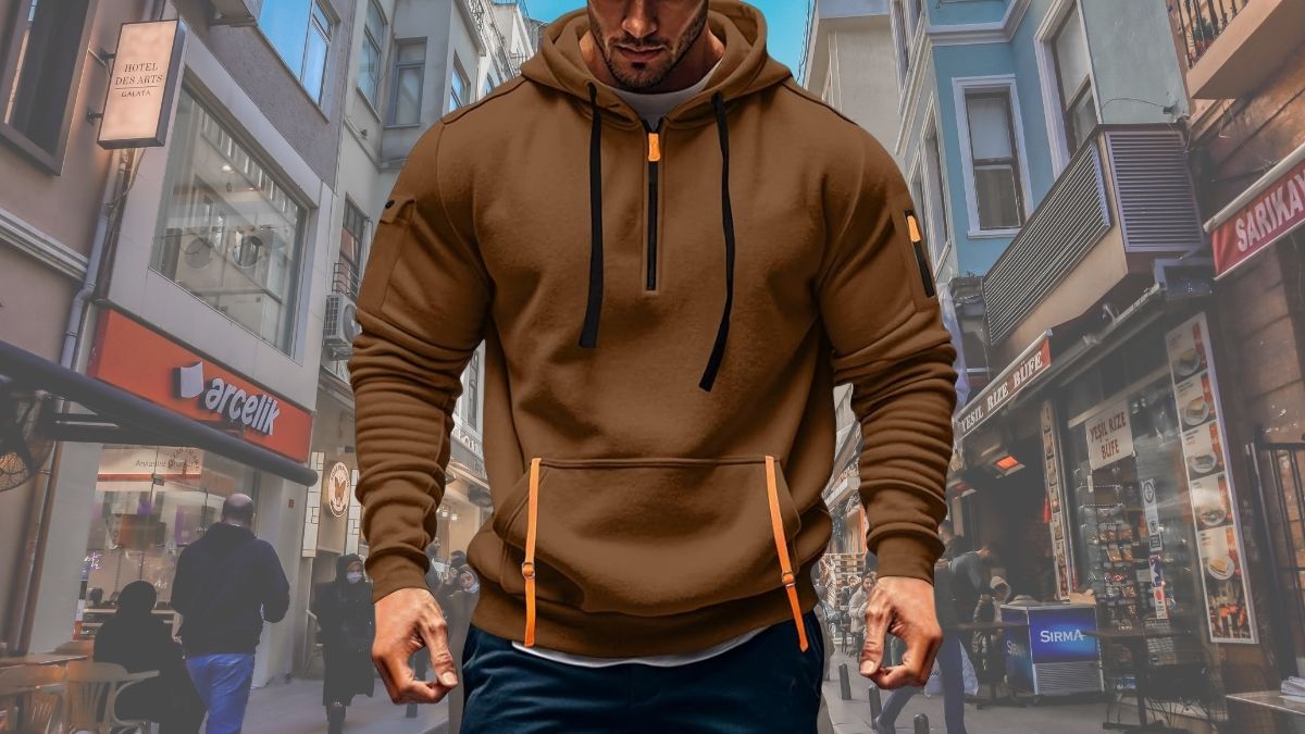 LAYHTKTL Hoodies for Men: Quarter Zip Oversized Pullover for Fall