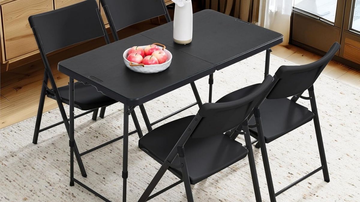 Amazon Basics 4-Foot Folding Table: Flexible Dining and Workspace for Modern Living