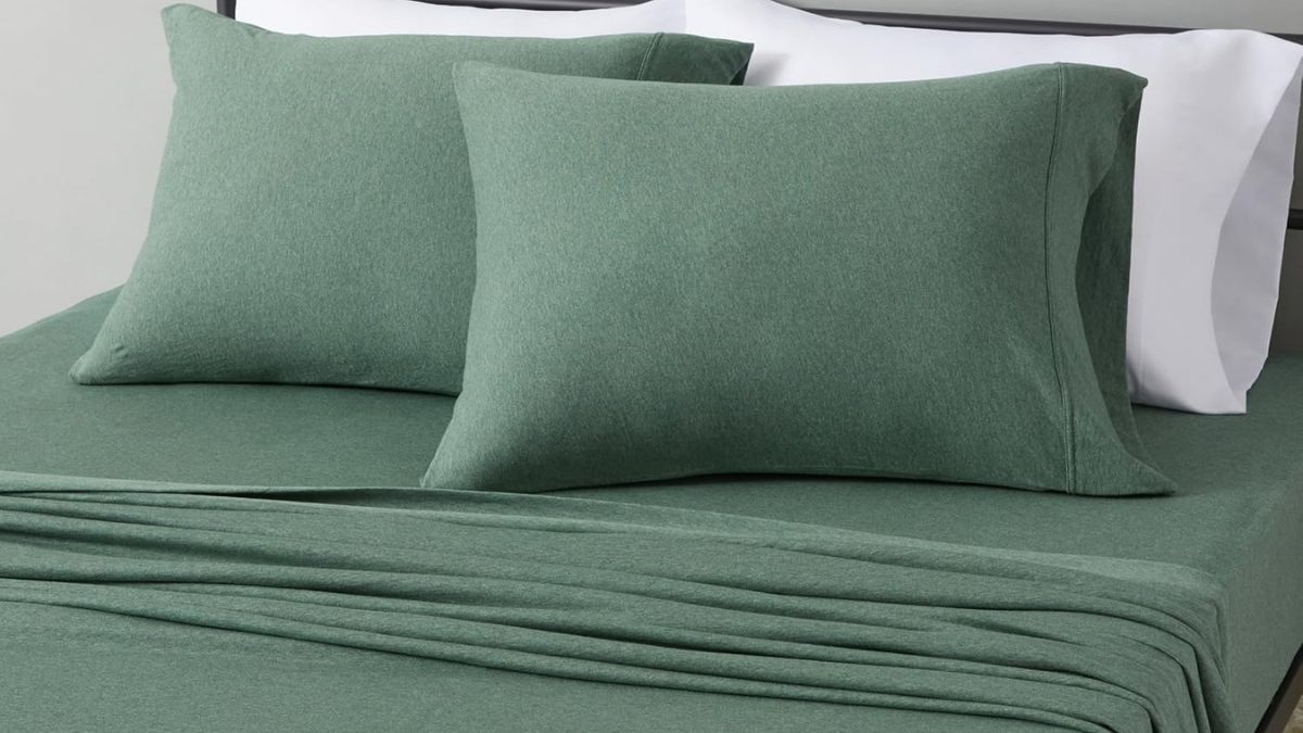 Amazon Basics Cotton Jersey Bed Sheet Set in Queen Olive: Everyday Comfort Without the Fuss