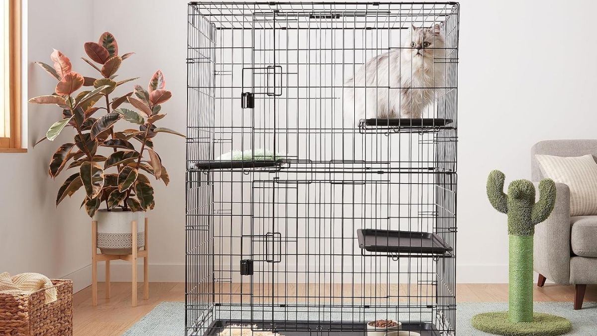 Amazon Basics Large 3-Tier Cat Durable,Pliable Cage Playpen Box Crate Kennel